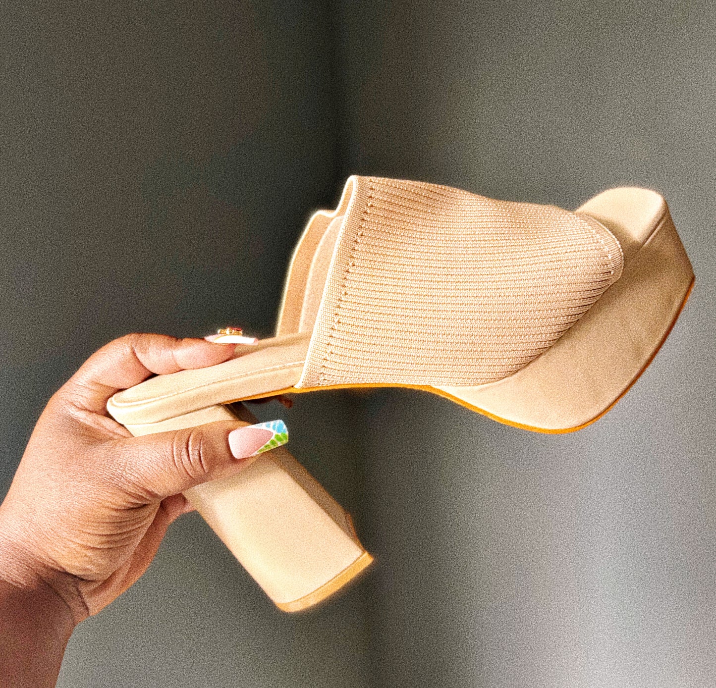 Nude Illusion Block Heel – Beige