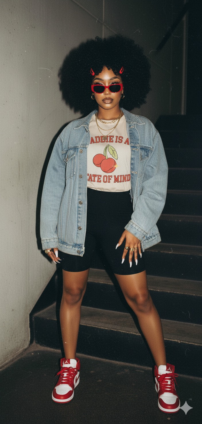 "Baddie Is a State of Mind" Cherry Graphic Tee | Off The Strap