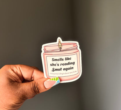 “Smells Like She’s Reading Smut Again” Candle Sticker