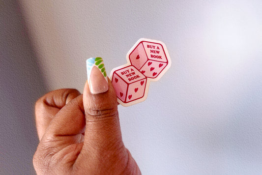“Buy A New Book” Dice Sticker