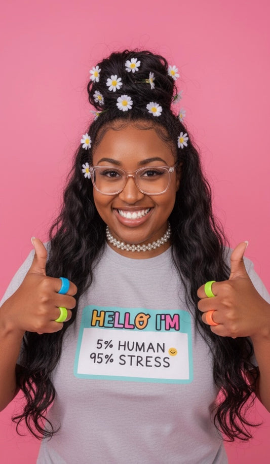 Funny “Hello I’m 95% Stress” Graphic Tee – Relatable Mental Health Shirt