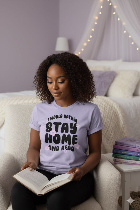Stay Home & Read Tee – The Introvert’s Declaration Shirt