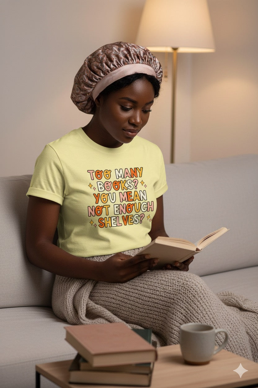 Not Enough Shelves Tee – Book Hoarder’s Anthem