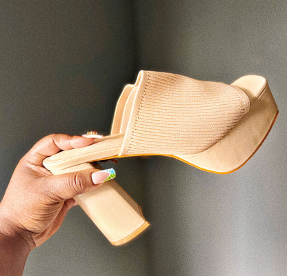Nude Illusion Block Heel – Beige