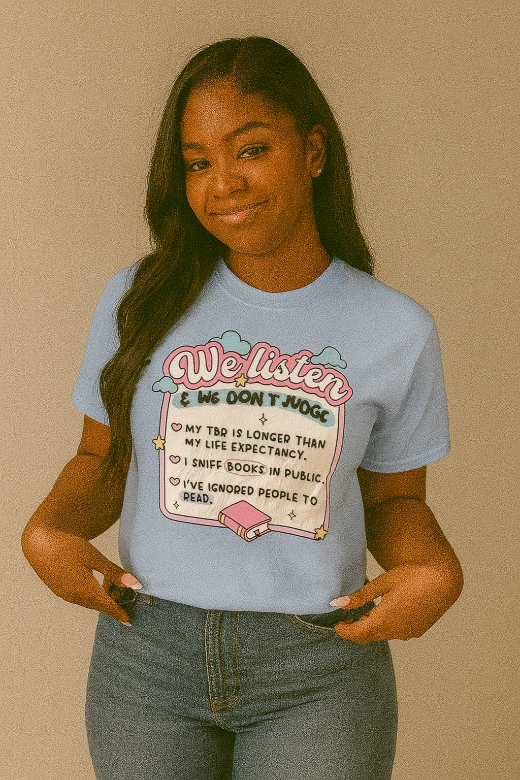 “We Listen & We Don’t Judge” Unisex Crew Tee